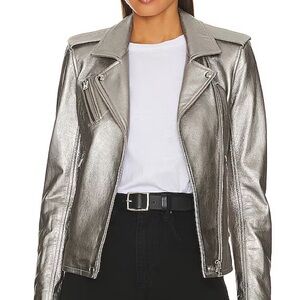 IRO Metallic Leather Newhan Motorcycle Jacket Sz 40 NWT $1345 Retail
